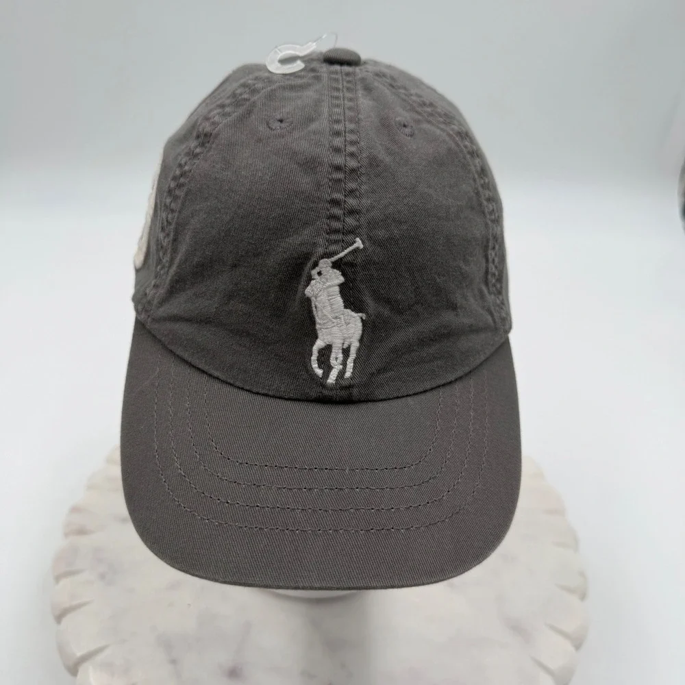 Polo Ralph Lauren Kids Big Pony Baseball Cap Gray Adjustable Hat Size 4-7